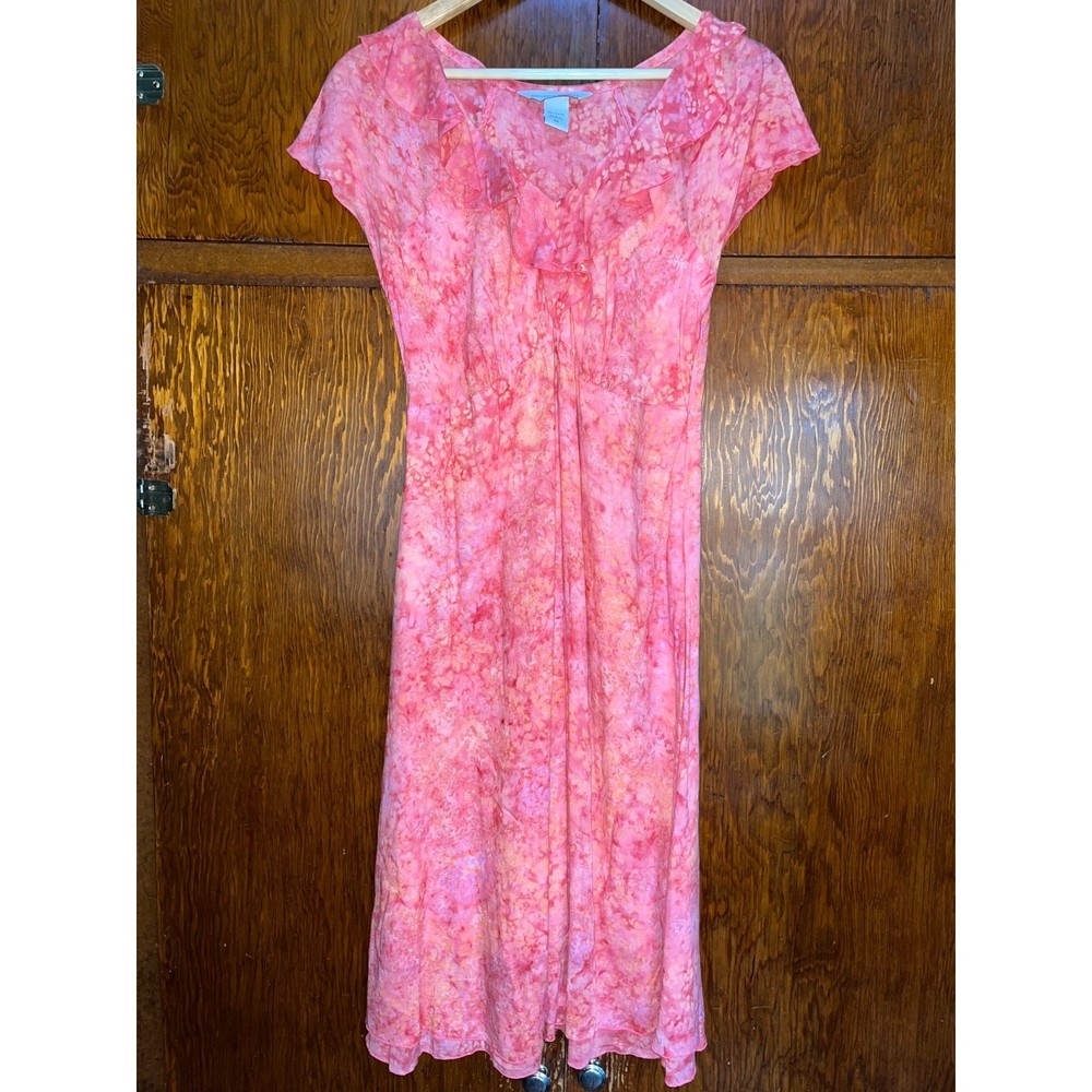 Nomadic Traders 100% Rayon Pink Lightweight Midi Slip Dress Women's M